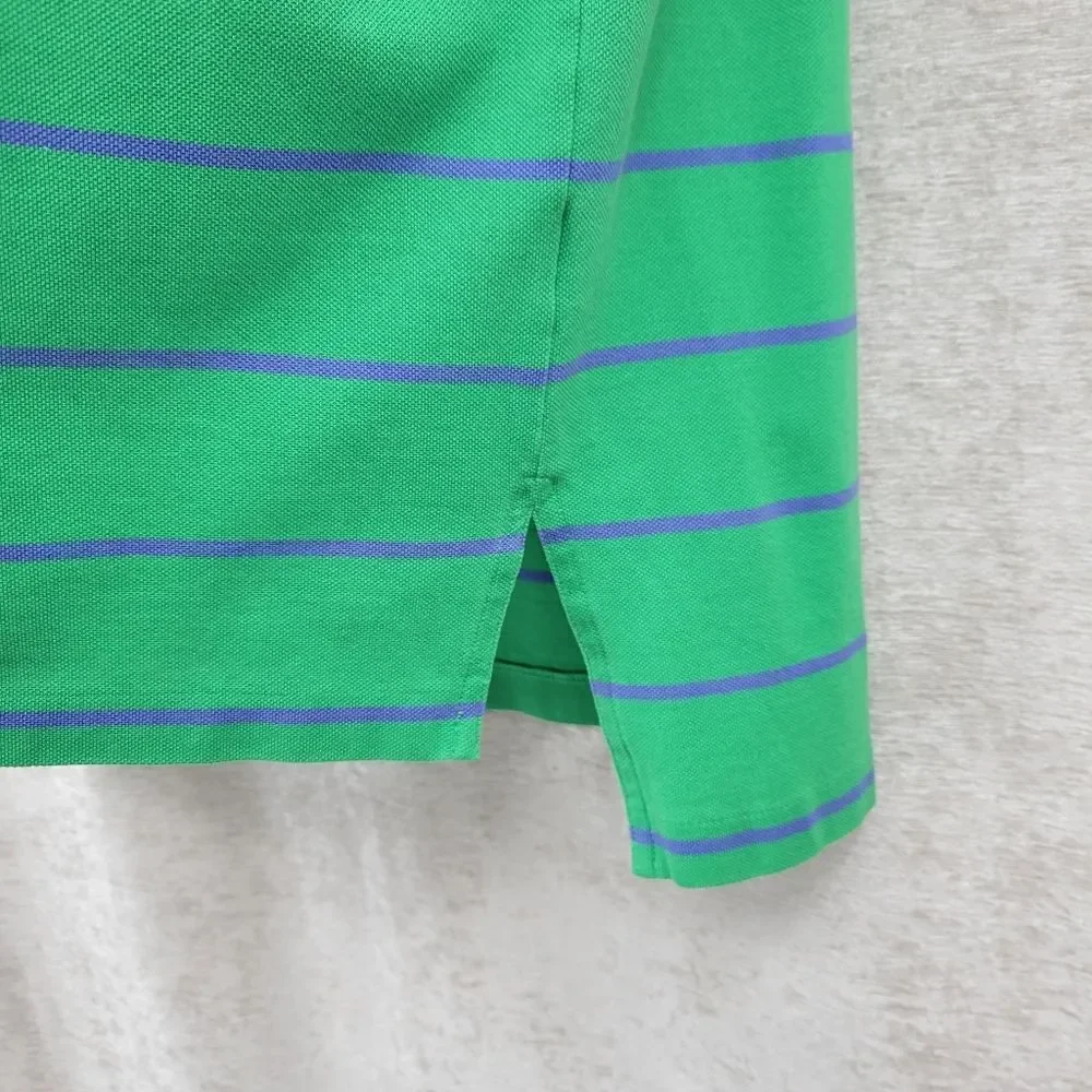 Polo Ralph Lauren Golf Green Blue Stripes Polo Shirt Short Sleeves Men's Large
